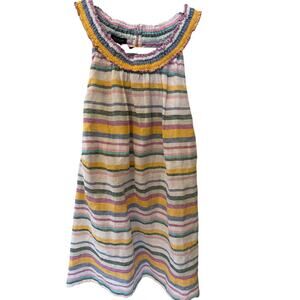Talbots 100% Linen Top Women's Size XL Halter Striped Tank White Yellow Purple